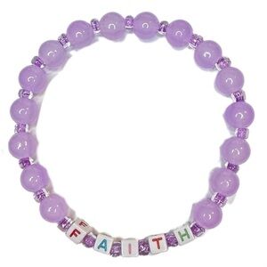 Faith purple stretch bracelet 8mm beads friendship
